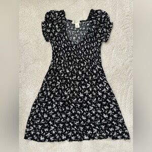 Floral Black Mini Dress